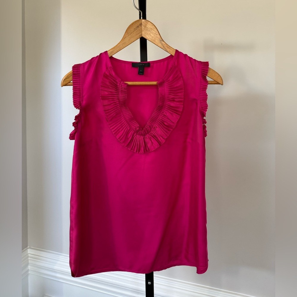 J. Crew Hot Pink Silk Margot Top Size 0